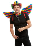 Rainbow feather wings in multi-coloured design