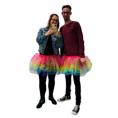 Rainbow Tulle Tutu - Adults, layers of pink, orange, green and blue and purple.
