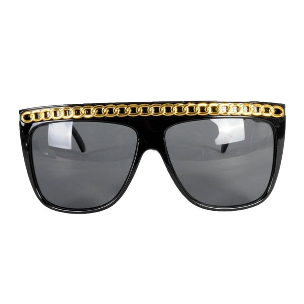 Rapper glasses with gold chain trim costume accessory