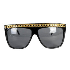 Rapper glasses with gold chain trim costume accessory