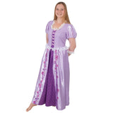 Adult Rapunzel costume with satin skirt and puff sleeves from Disney Tangled