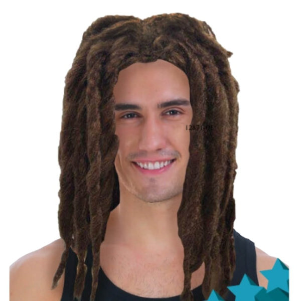 Rasta Dreadlocks Wig - Brown, shoulder length.