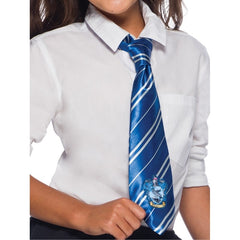 Blue Ravenclaw tie with bronze stripes and house crest from Harry Potter