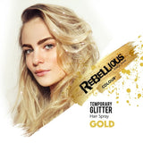 Rebellious Hair Spray in gold glitter