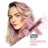 Rebellious Hair Spray in pink glitter
