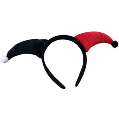 Red and black harlequin clown headband – Halloween jester accessory