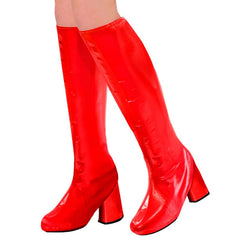 Red boot tops worn over shoes for superheroes and retro 60s and 70s costumes