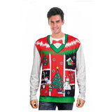 red christmas sweater costume top lightweight printed festive outfit