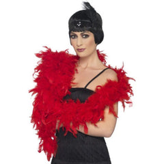 Red deluxe feather boa 180cm – glamorous 1920s and burlesque costume accessory