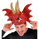 Adult red dragon hat for themed and funny dress-ups