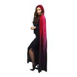 Adult red faded hooded cape ideal for Red Riding Hood and Halloween 