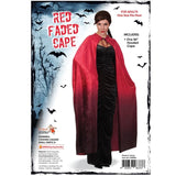 Adult red faded hooded cape with tie-front and full length – ideal for Red Riding Hood, vampires, and fantasy costumes