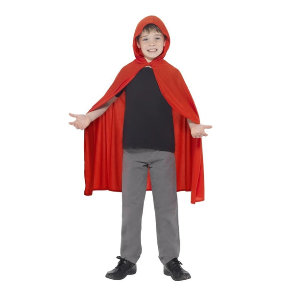 Red Hooded Child Cape, unisex knee length.