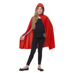 Red Hooded Child Cape, unisex knee length.