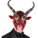 Mens Red Horned Demon Mask for Halloween Horror Costume