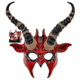 Red Horned Demon Adult Halloween Mask in Packaging