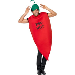 Foam red hot chilli pepper costume with green felt hat
