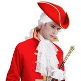 Red pirate tricorn hat worn with renaissance outfit