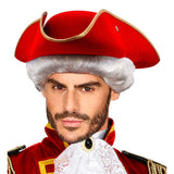 Red tricorn hat worn with a renaissance costume