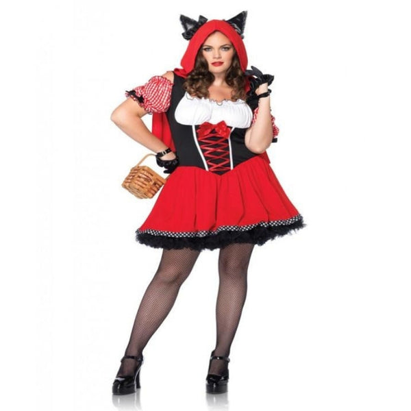Red riding wolf costume with hood and furry wolf ears for hire in Brisbane