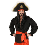 Man Wearing Red Satin Sash and Headband with Pirate Costume