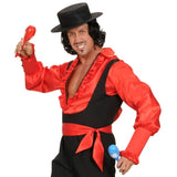 Red Satin Sash Worn with Spanish-Inspired Costume