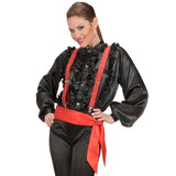 Red Satin Costume Sash Worn Around Waist and as Headband