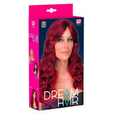 Long red costume wig supplied in colour box