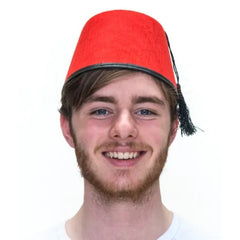 Red Turkish Fez Hat with black tassel. adult size.