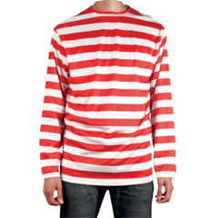 Red and white striped long sleeve adult costume top
