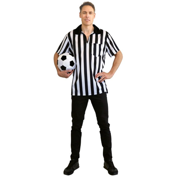 Referee costume shirt black and white unisex fancy dress top