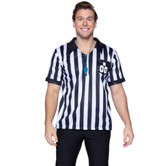 Black and white striped referee shirt for hire in Brisbane