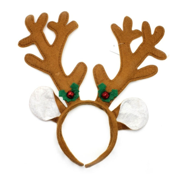 Reindeer antler headband with ears and jingle bells – Christmas accessory