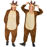 Adult unisex Reindeer Onesie Costume front view shown on man and woman