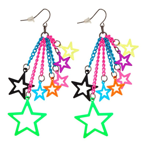 Retro 80s star earrings for disco and pop star costumes