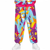 Retro 90s tracksuit costume pants with colourful geometric pattern