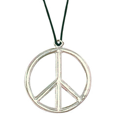 Retro metal hippie necklace with peace-inspired pendant for 1960s costumes