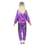 Retro purple shell suit with colourful print insert