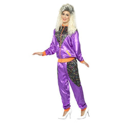 Purple retro shell suit for women with jacket and pants