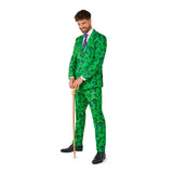 Riddler green question mark suit costume for men front view