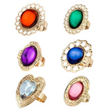 Costume jewellery ring with coloured gem, available in 6 styles for medieval, royal, or princess costumes