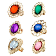 Costume jewellery ring with coloured gem, available in 6 styles for medieval, royal, or princess costumes