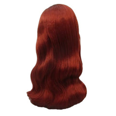 Rita 1940's long auburn red wig with side part and soft wave.