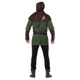 Robin Hood Adult Costume - Green & Brown, tunic, sash, belt and hooded capelet.