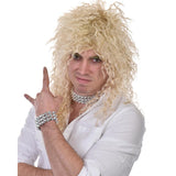 Long blonde crinkle wig with shaggy texture for rock or Halloween costumes