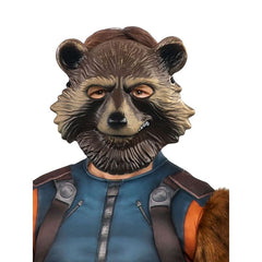 Rocket Raccoon adult deluxe costume with faux fur jumpsuit, tail, and molded mask – Marvel Avengers