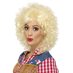 Short curly blonde Rodeo Doll wig for cowgirl or Western costumes