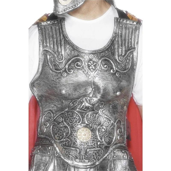Roman Armour Breastplate - Silver is made of flexiable latex, ties behind the back. One size, adult.