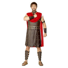 Adult Roman Centurion costume with robe, chest plate, cape, wrist and neck armour