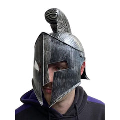 Roman gladiator helmet in grey plastic with face shield